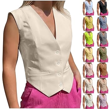 HGps8w Suit Vest for Women Business Button Up Sleeveless